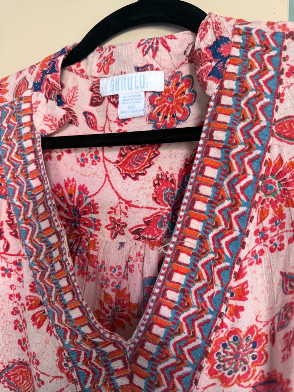 Anthropologie Pink Floral Embroidered V-Neck Tunic - Picture 2 of 5